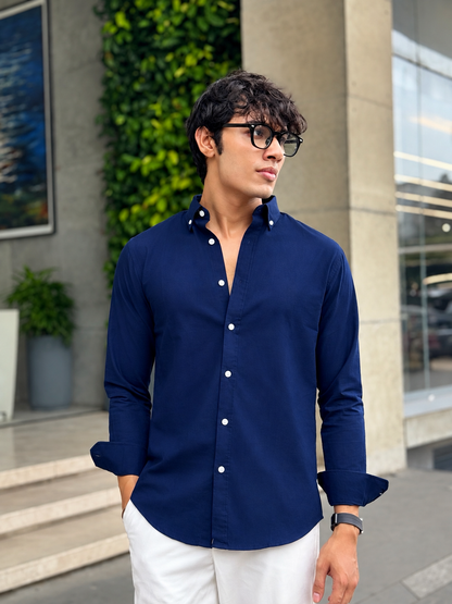 Oxford Navy Blue Full sleeve Shirt.