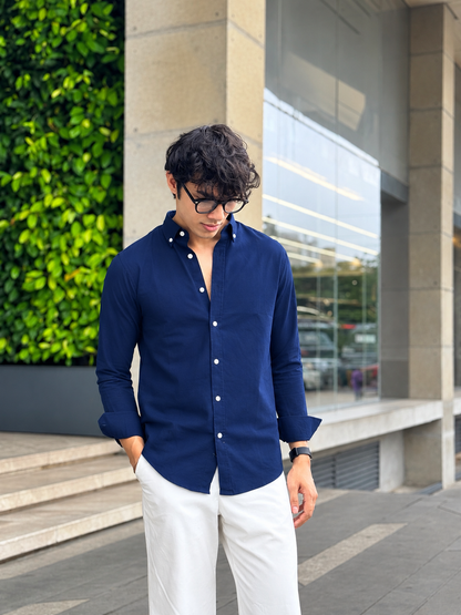 Oxford Navy Blue Full sleeve Shirt.