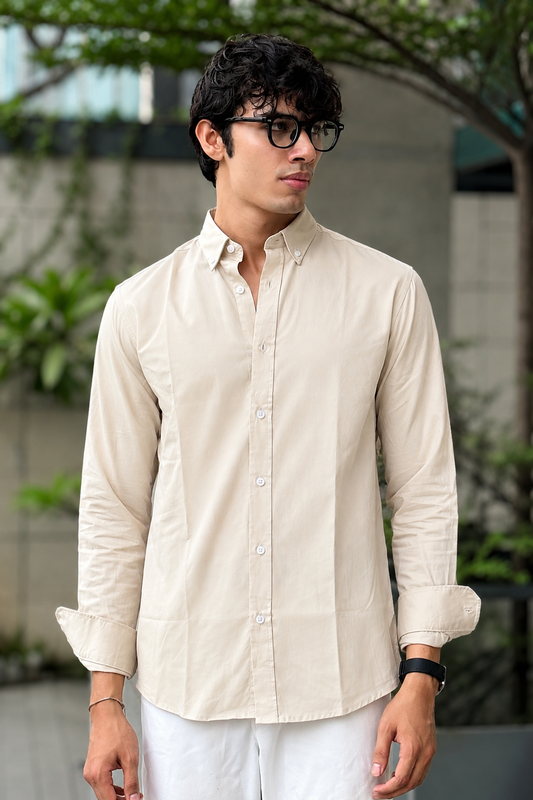 Oxford Sand Full Sleeve Shirt.