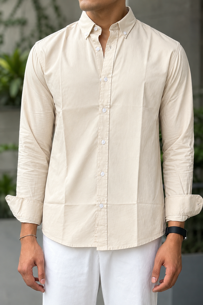 Oxford Sand Full Sleeve Shirt.