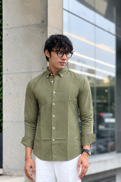 Oxford Olive Full Sleeve Shirt.