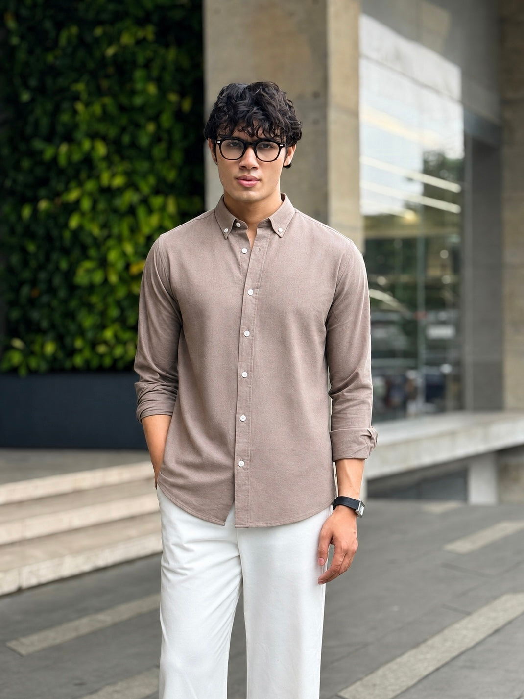 Oxford Earthy Brown Full Sleeve Shirt.