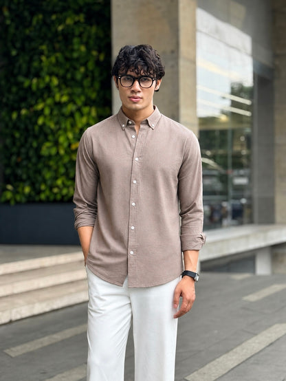 Oxford Earthy Brown Full Sleeve Shirt.