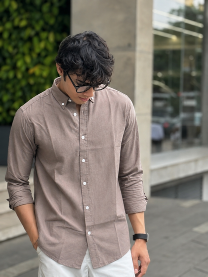 Oxford Earthy Brown Full Sleeve Shirt.