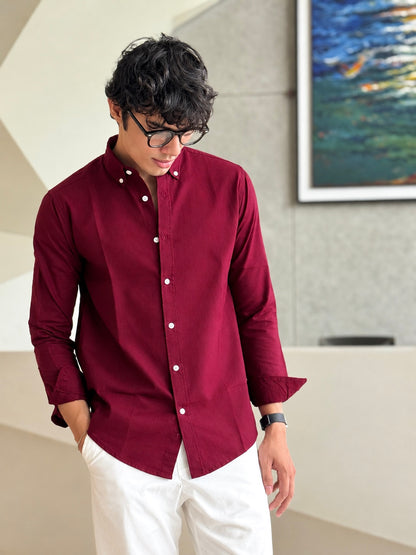 Oxford Maroon Full Sleeve Shirt.
