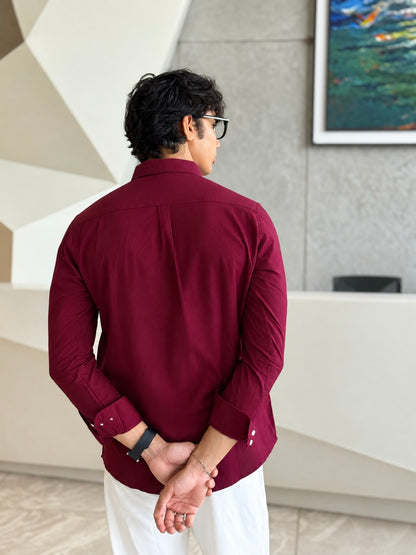 Oxford Maroon Full Sleeve Shirt.
