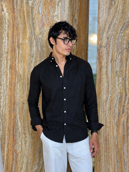 Oxford Black Full Sleeve Shirt.