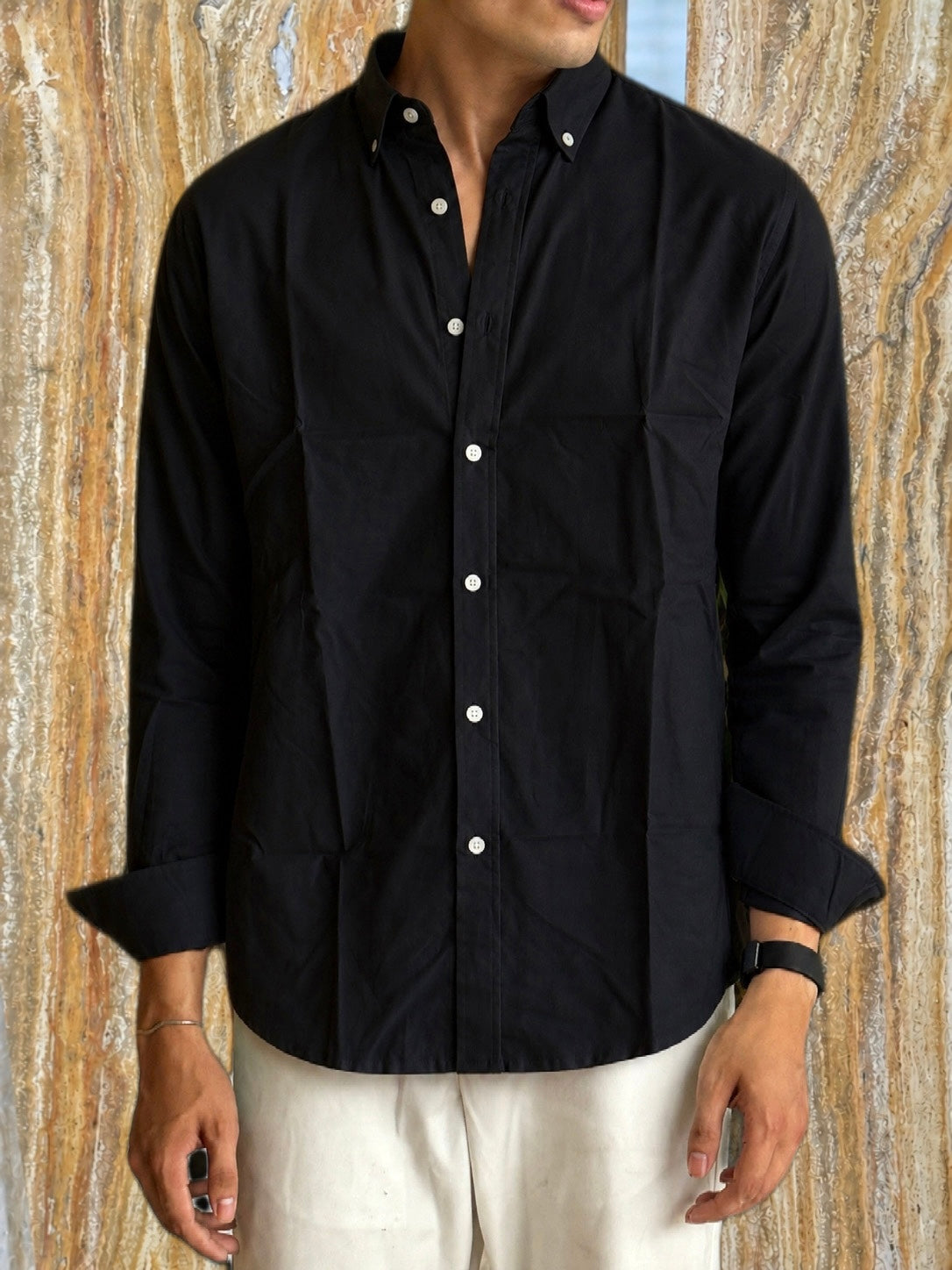 Oxford Black Full Sleeve Shirt.