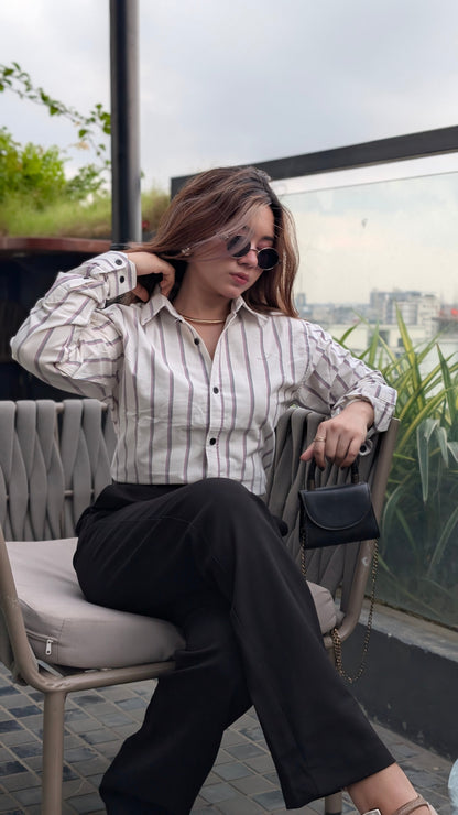 Uni Liur Signature Vanilla Haze Stripe Shirt.
