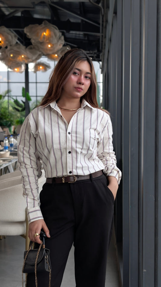 Uni Liur Signature Vanilla Haze Stripe Shirt.