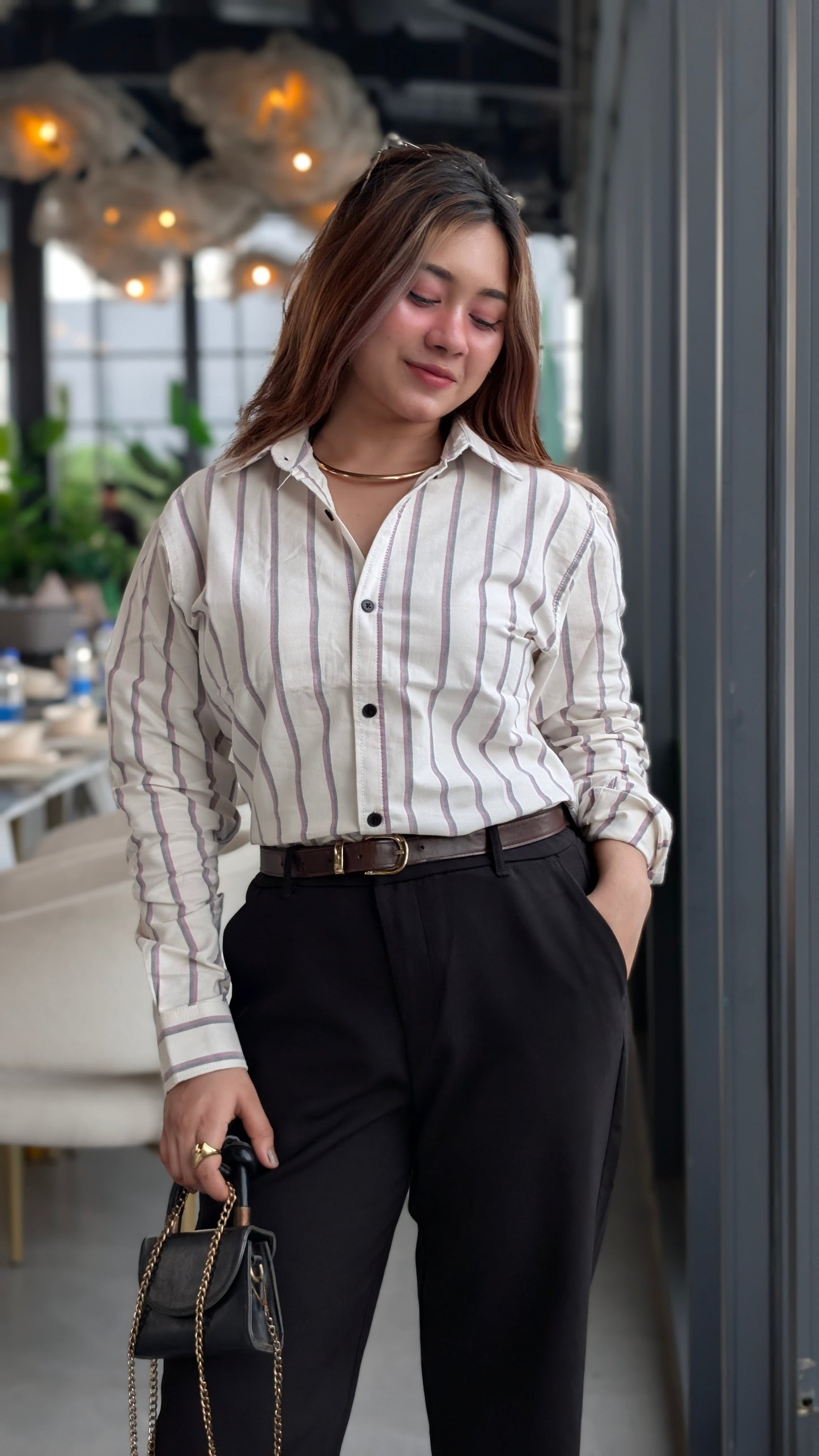Uni Liur Signature Vanilla Haze Stripe Shirt.