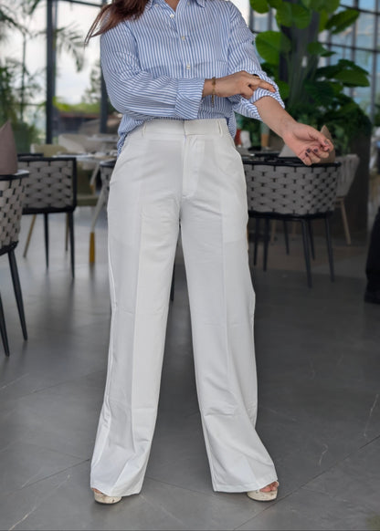 Urban High Waist Optic White Straight Fit Pant.