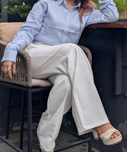 Urban High Waist Optic White Straight Fit Pant.