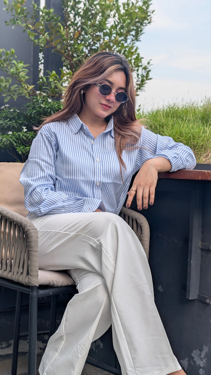 Uni Liur Signature Ice Blue Stripe Shirt.