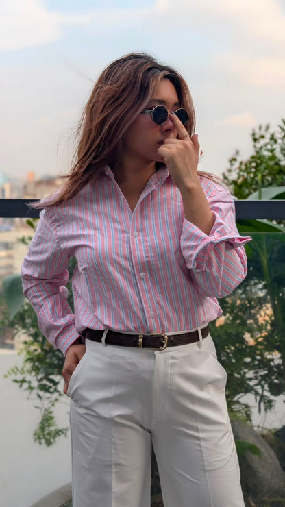 Uni Liur Signature Cotton Candy Stripe Shirt.
