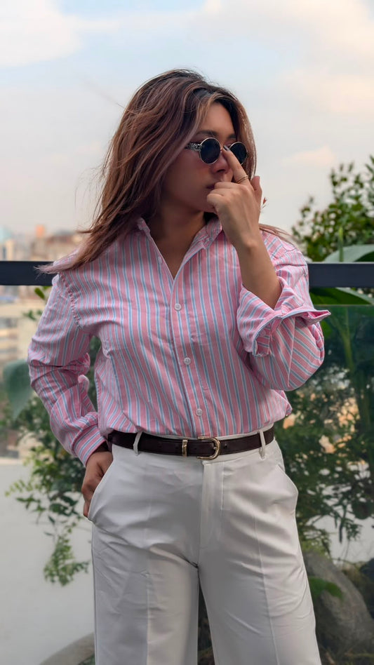 Uni Liur Signature Cotton Candy Stripe Shirt.