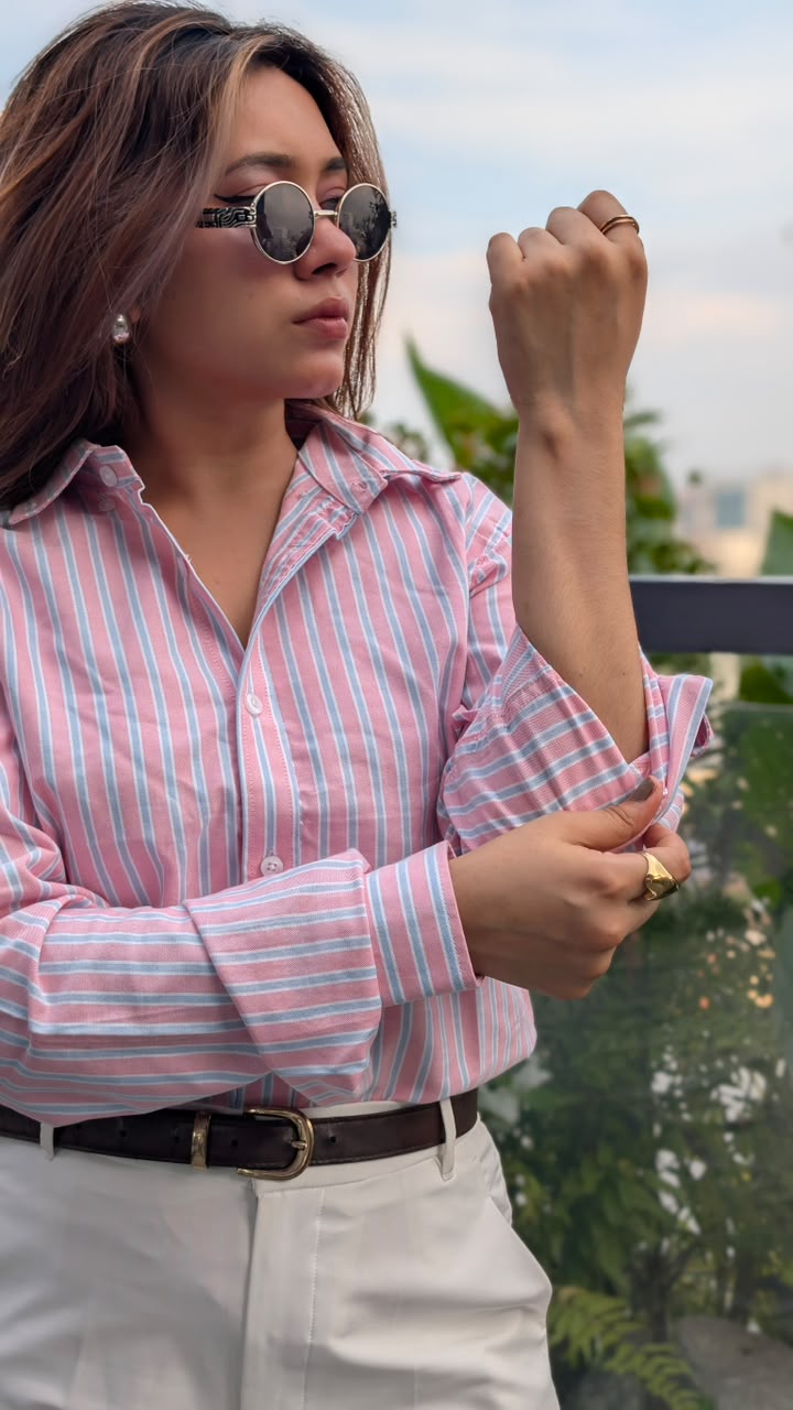 Uni Liur Signature Cotton Candy Stripe Shirt.