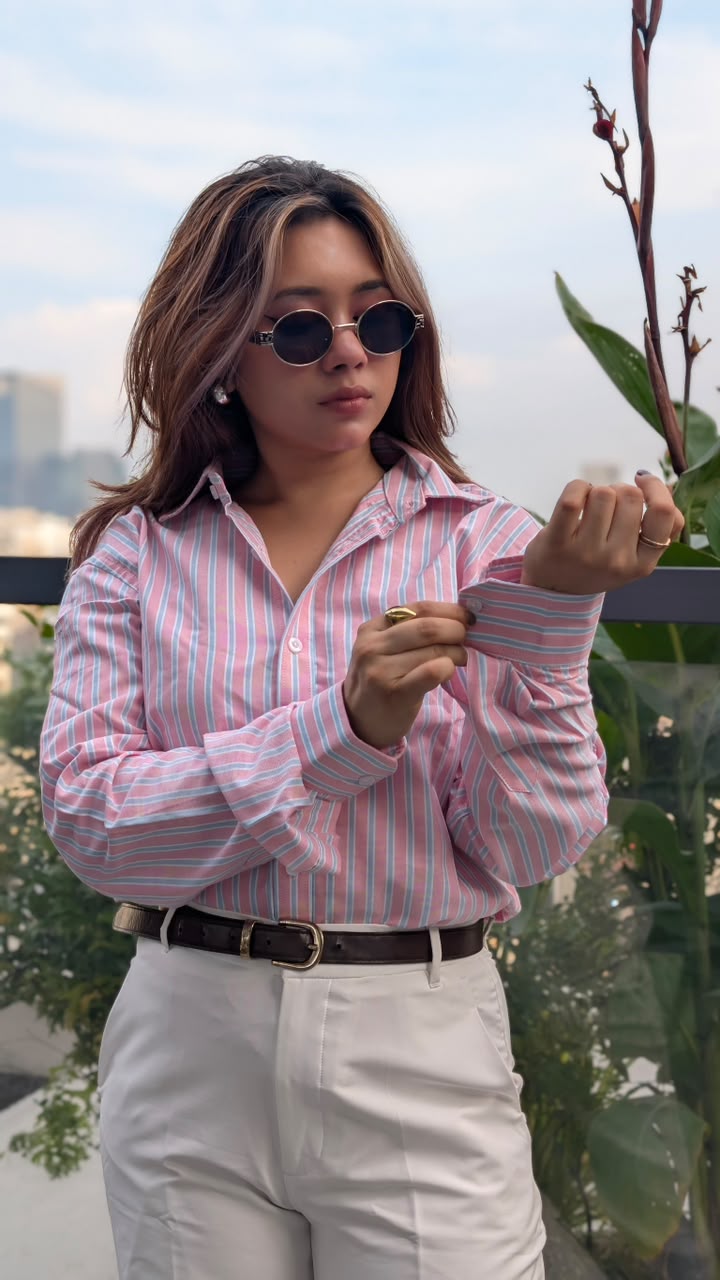 Uni Liur Signature Cotton Candy Stripe Shirt.